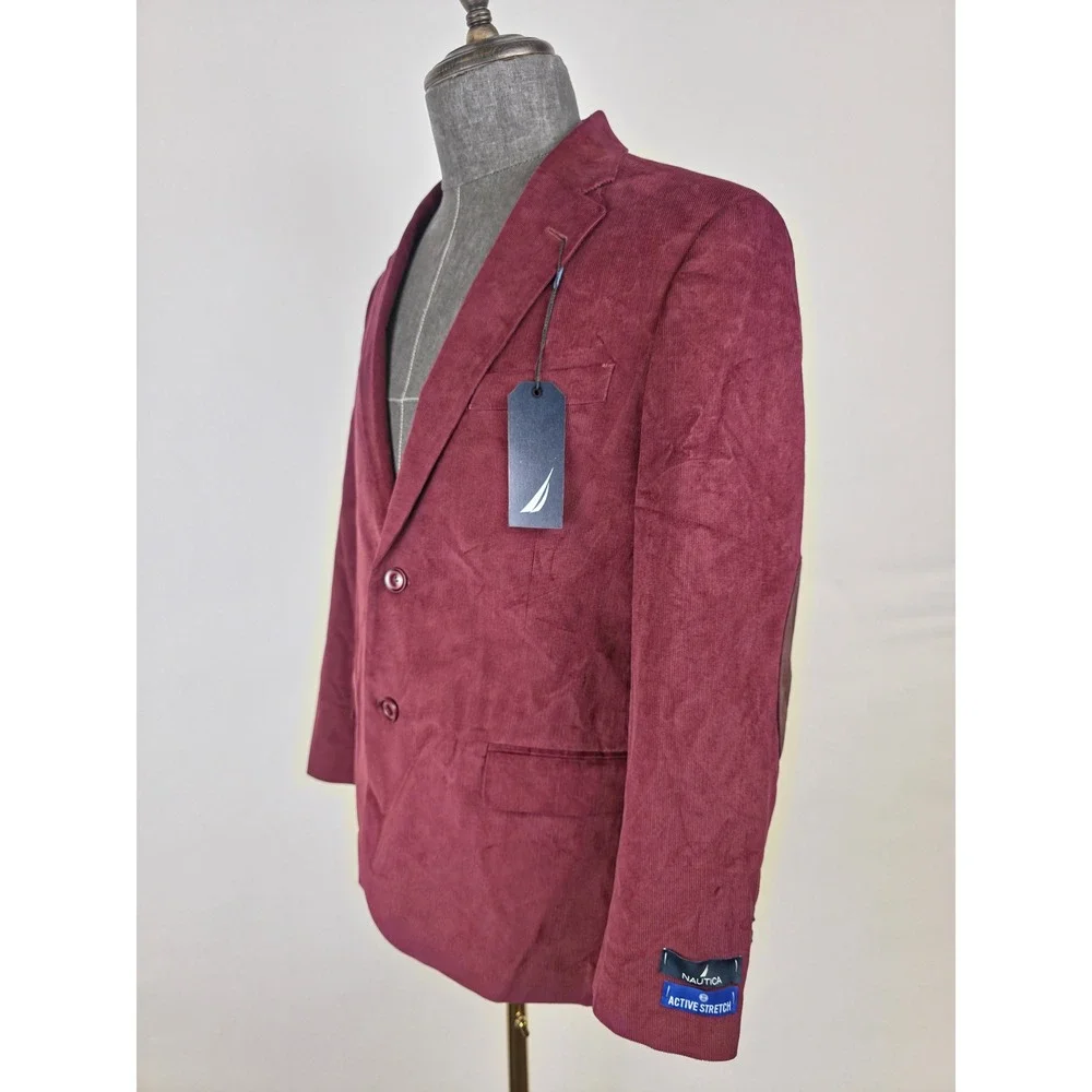 Nautica Sport Coat Mens 40S Red Bard Corduroy Elbow Patch Blazer Suit Jacket NWT